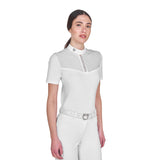Polo concorso donna slim fit con inserti in tessuto simil seta Equestro
