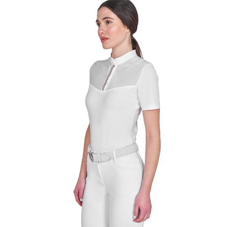 Polo concorso donna slim fit con inserti in tessuto simil seta Equestro