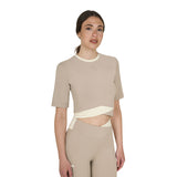 T-shirt crop donna in tessuto tecnico Equestro