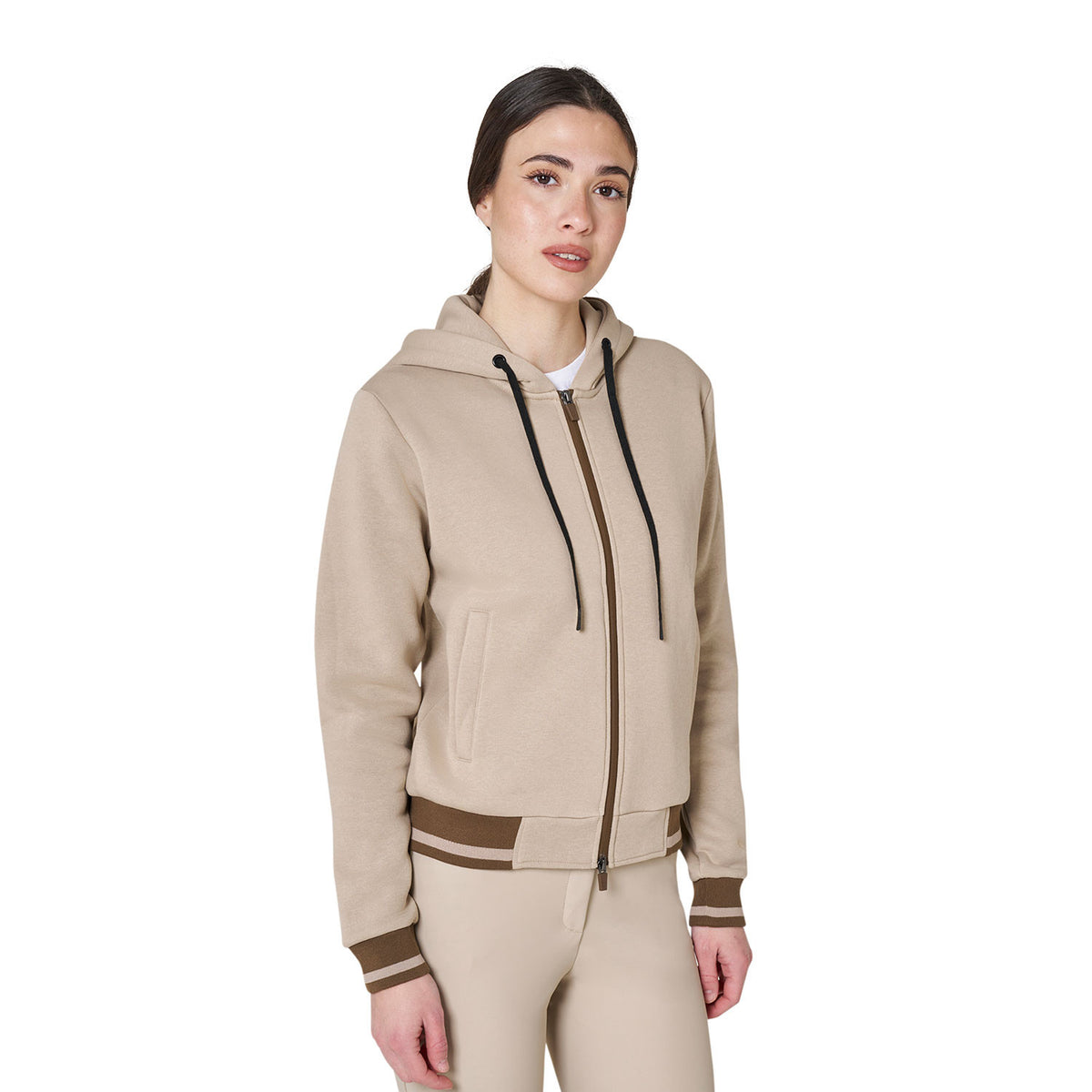 Felpa donna con cappuccio e zip frontale Equestro