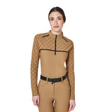 Polo allenamento donna maniche lunghe stampa monogram Equestro