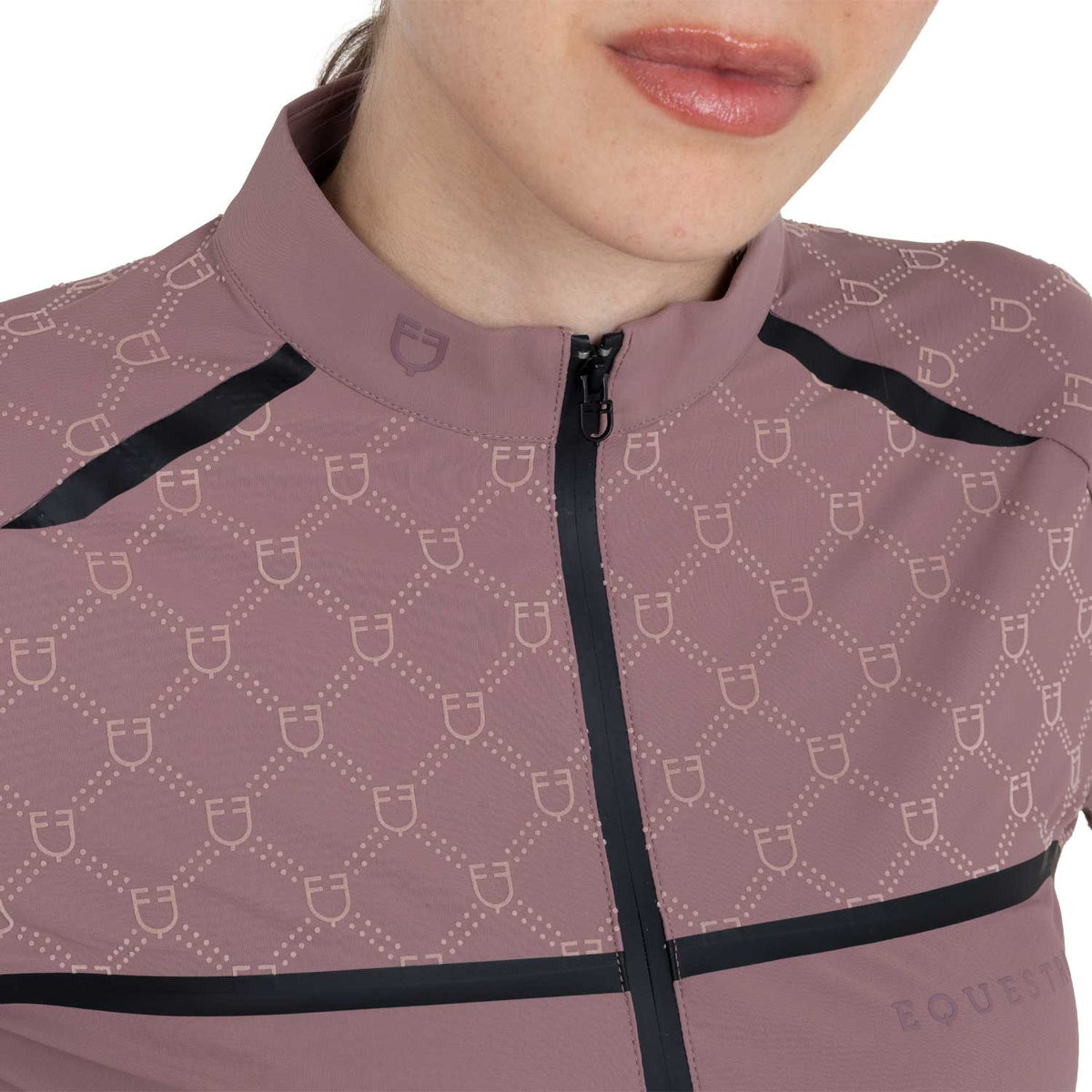 Polo allenamento donna maniche lunghe stampa monogram Equestro