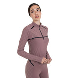 Polo allenamento donna maniche lunghe stampa monogram Equestro