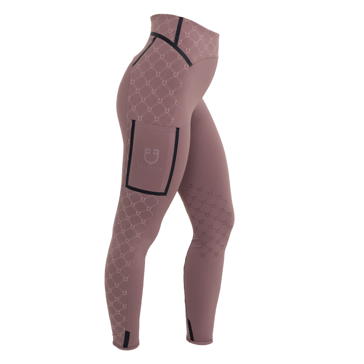 Leggings donna vita alta in tessuto tecnico monogram Equestro