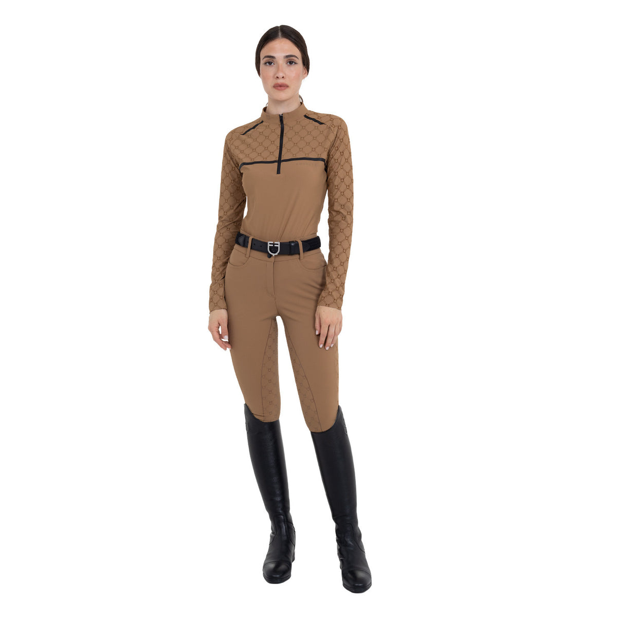 Pantaloni donna vita alta full grip monogram Equestro