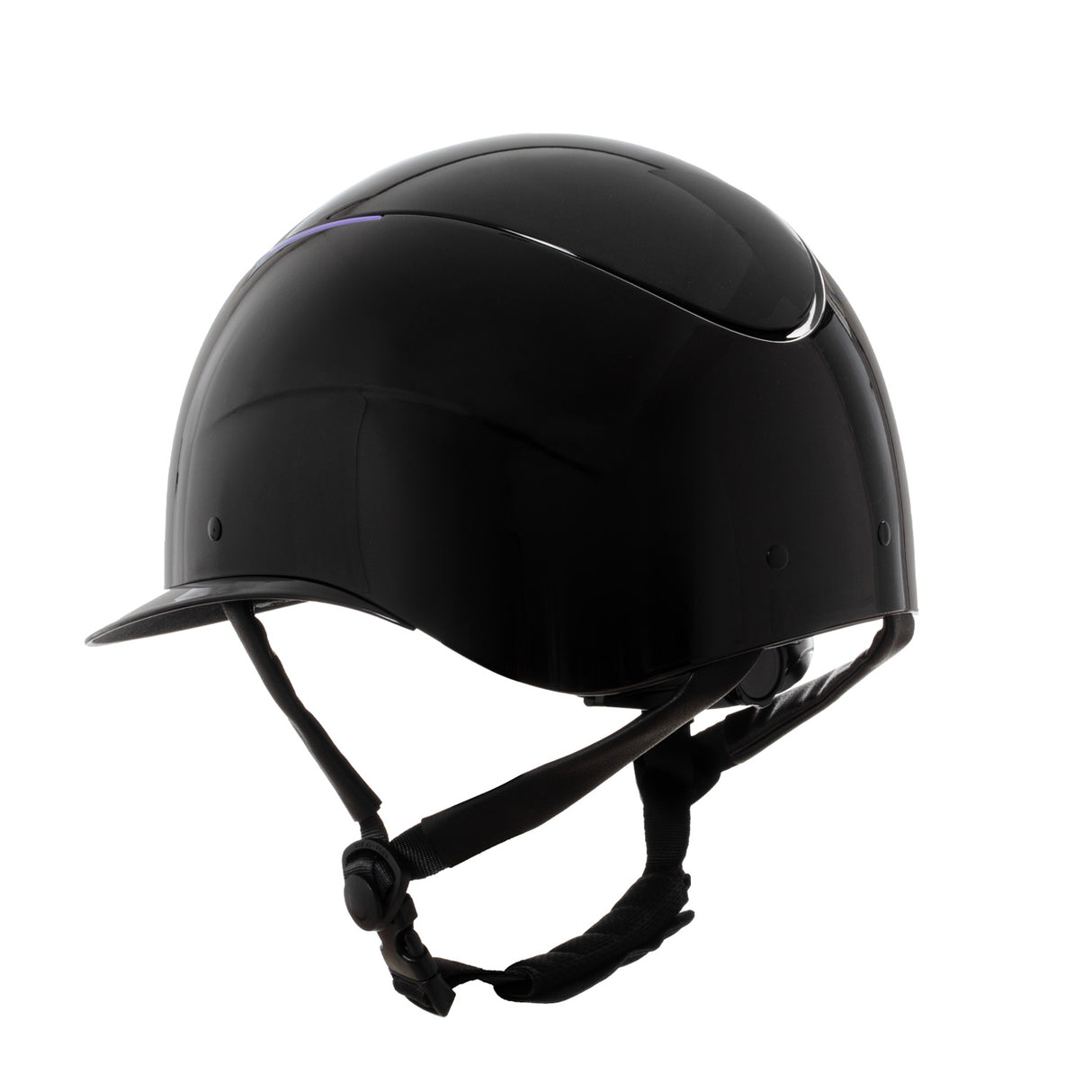 Cap lucido cinturino in ecopelle omologazione EN 1384-2023 nero/violetto