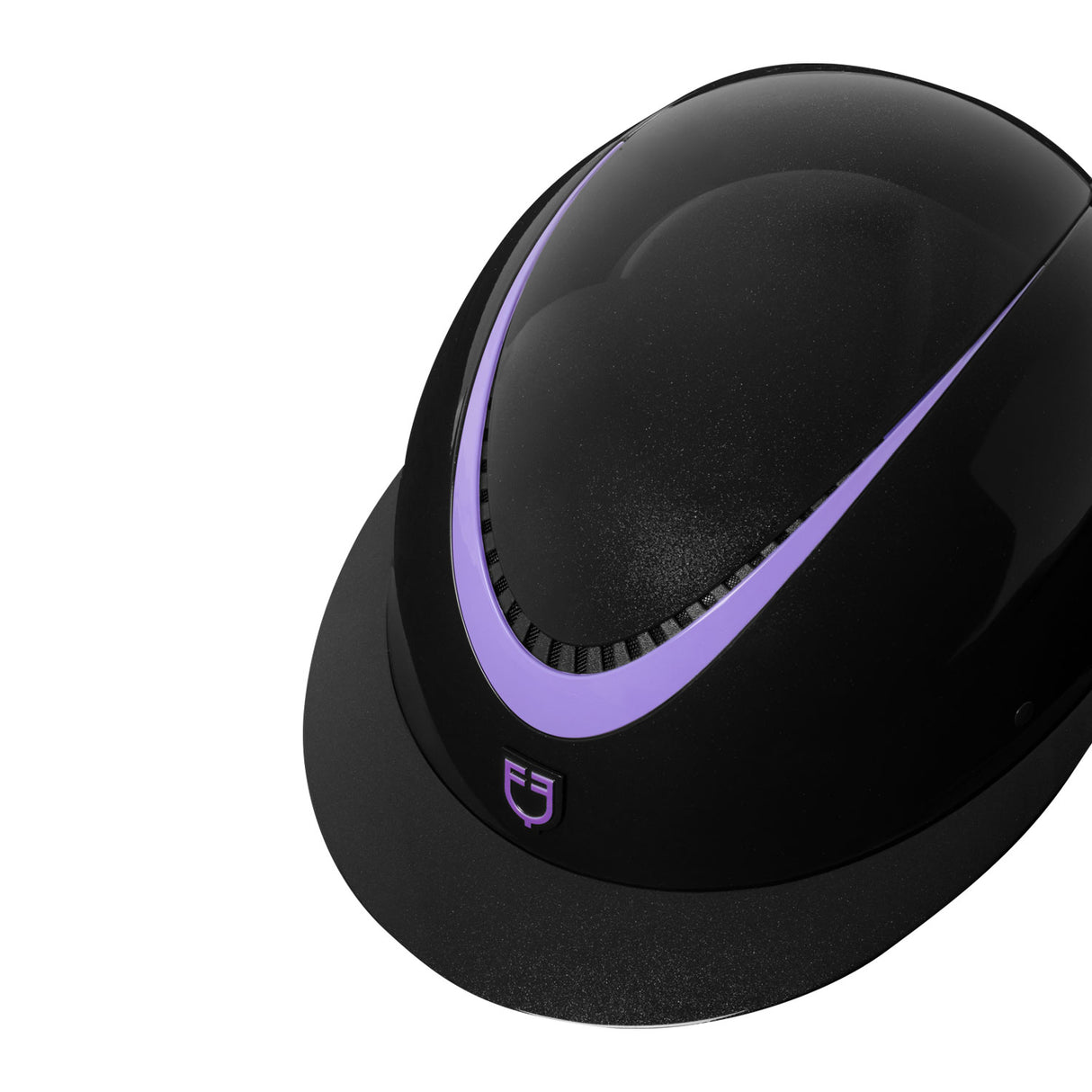 Cap lucido cinturino in ecopelle omologazione EN 1384-2023 nero/violetto