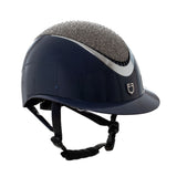 Cap con visiera larga e brillantini omologazione EN 1384-2023 navy/silver