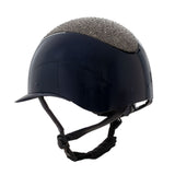 Cap con visiera larga e brillantini omologazione EN 1384-2023 navy/silver