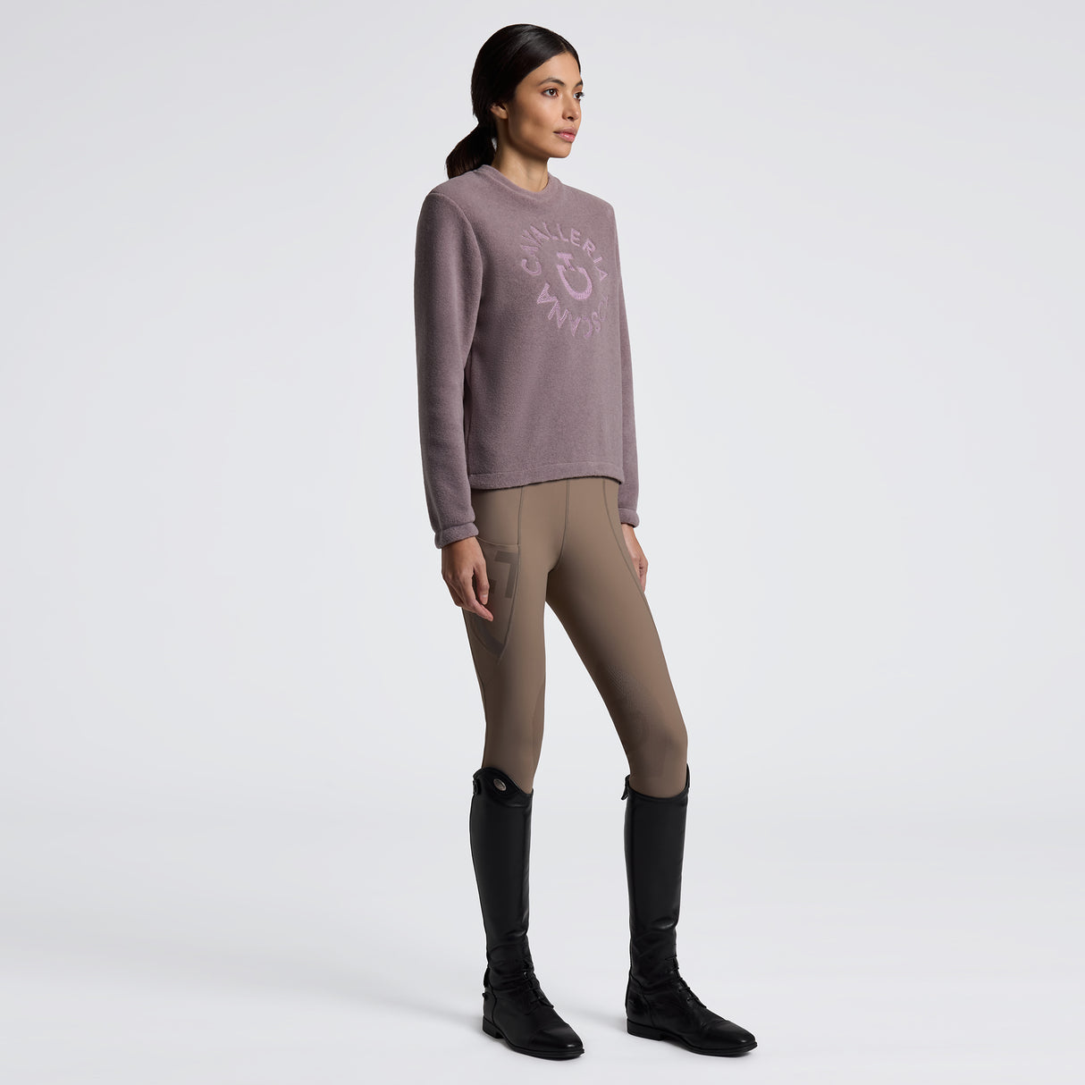 Felpa Girocollo da Donna Cavalleria Toscana in Fleece Tecnico violetto