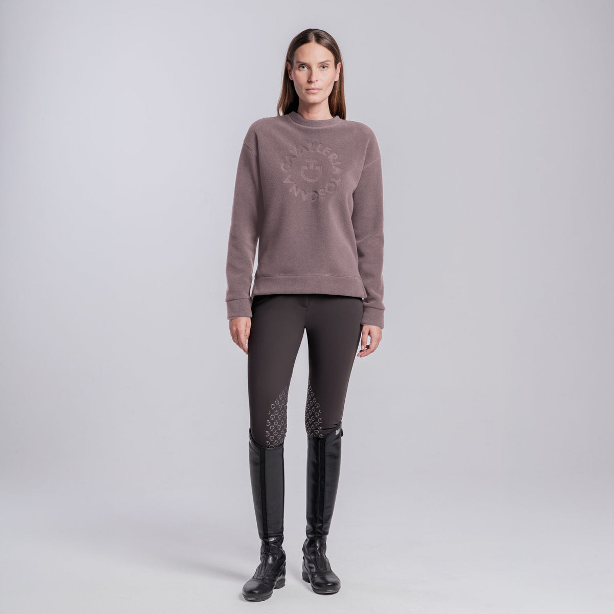 Felpa girocollo da donna con logo Cavalleria Toscana