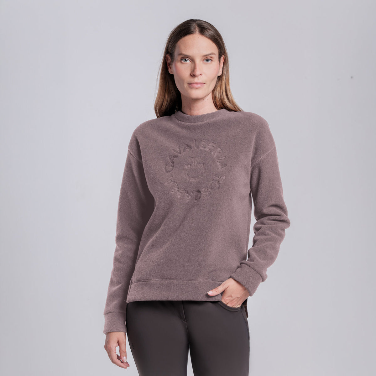 Felpa girocollo da donna con logo Cavalleria Toscana