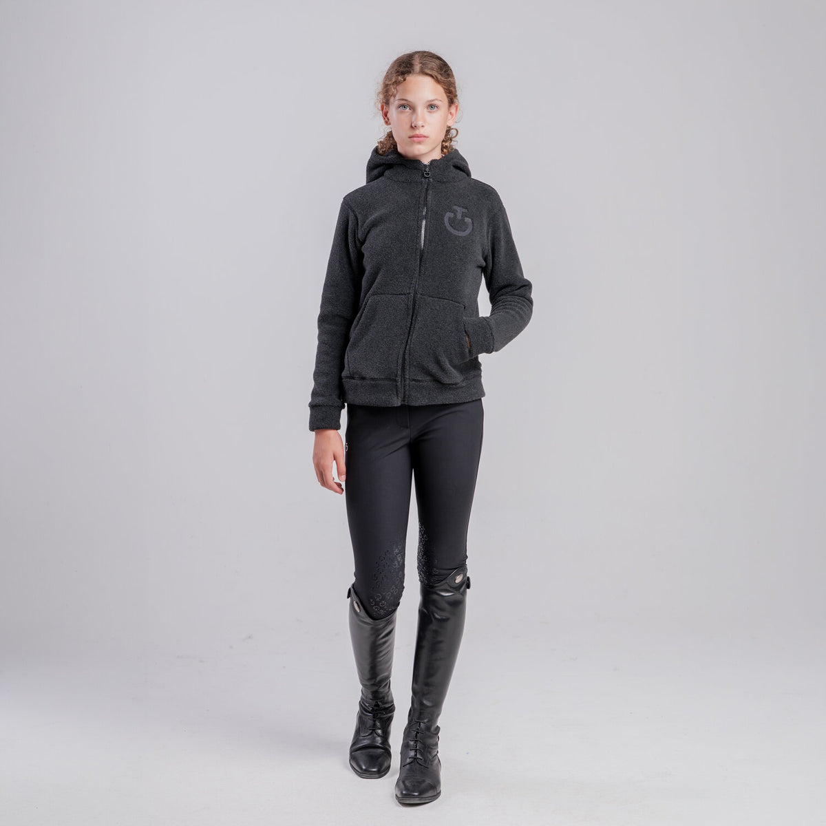Felpa con cappuccio e zip unisex per bambini Cavalleria Toscana