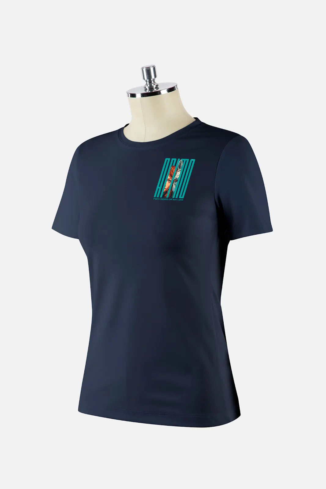 T-shirt donna modello Flekeri Animo blu con disegno verde