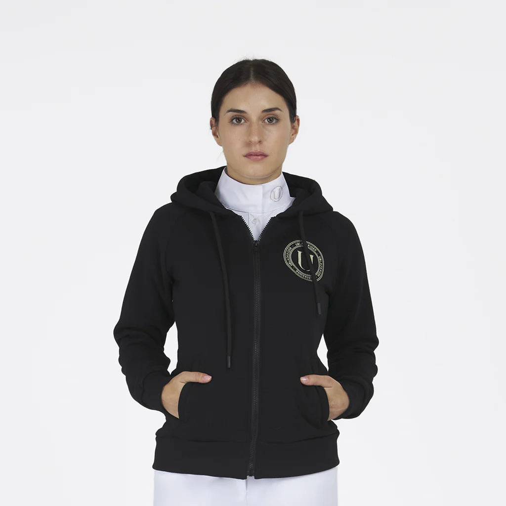 Felpa cappuccio con zip donna TOPAZ Ublack