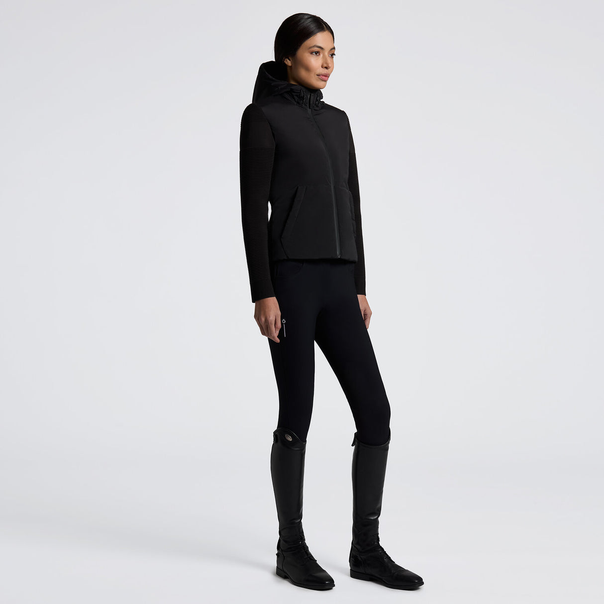 Giacca da Donna Cavalleria Toscana con Cappuccio in Nylon e Maniche in Maglia Tecnica