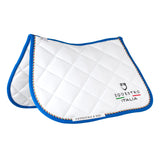 Sottosella salto e cuffia piping tricolore Equestro X FISE bianco full