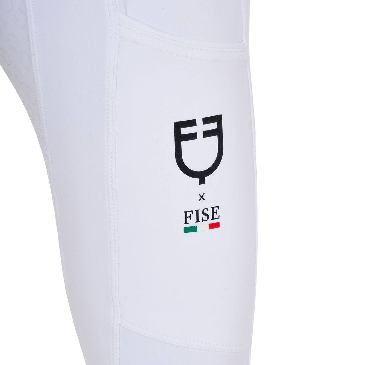 Leggings bambina slim fit full grip Equestro X FISE bianco