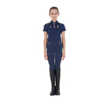 Polo unisex bambini da allenamento Equestro X FISE navy blazer