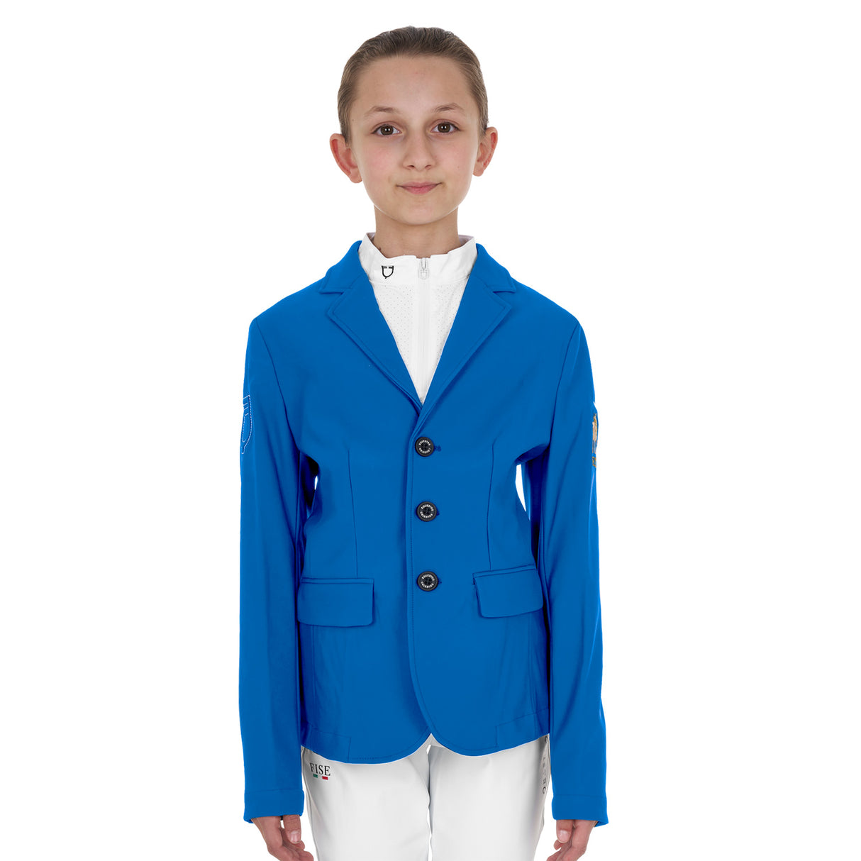 Giacca unisex bambini da concorso tre bottoni Equestro x Fise