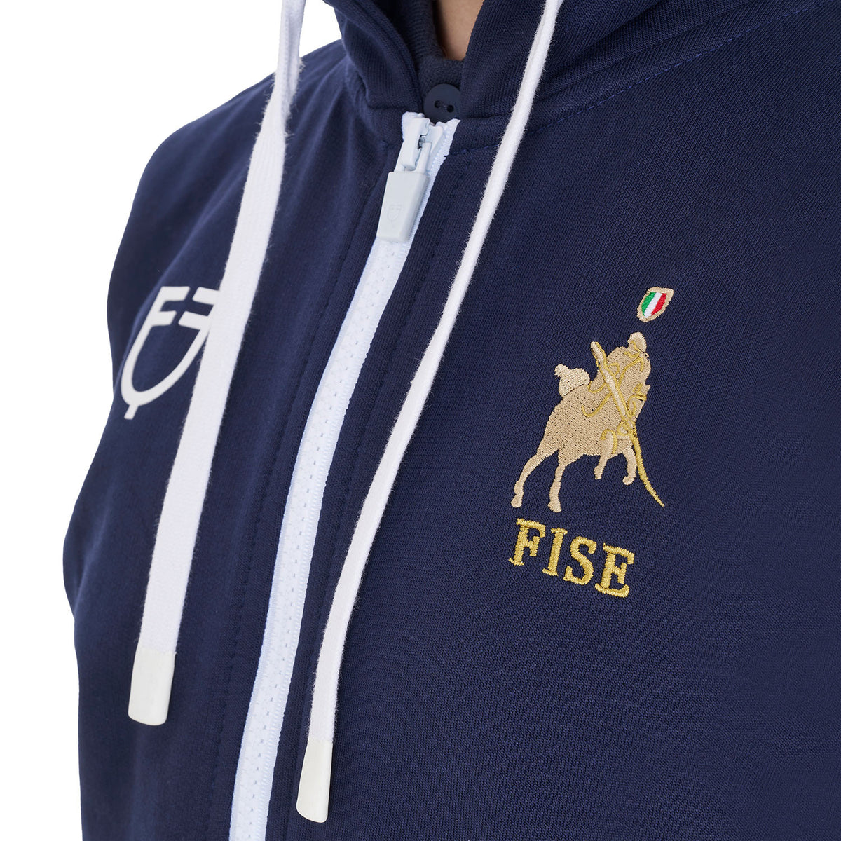 Felpa in pile unisex bambini con cappuccio Equestro x Fise