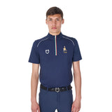Polo uomo da allenamento zip tricolore Equestro X FISE navy blazer