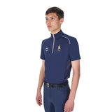 Polo uomo da allenamento zip tricolore Equestro X FISE navy blazer