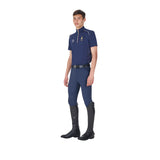 Polo uomo da allenamento zip tricolore Equestro X FISE navy blazer