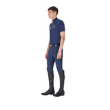 Polo uomo da allenamento zip tricolore Equestro X FISE navy blazer