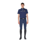 Polo uomo da allenamento zip tricolore Equestro X FISE navy blazer