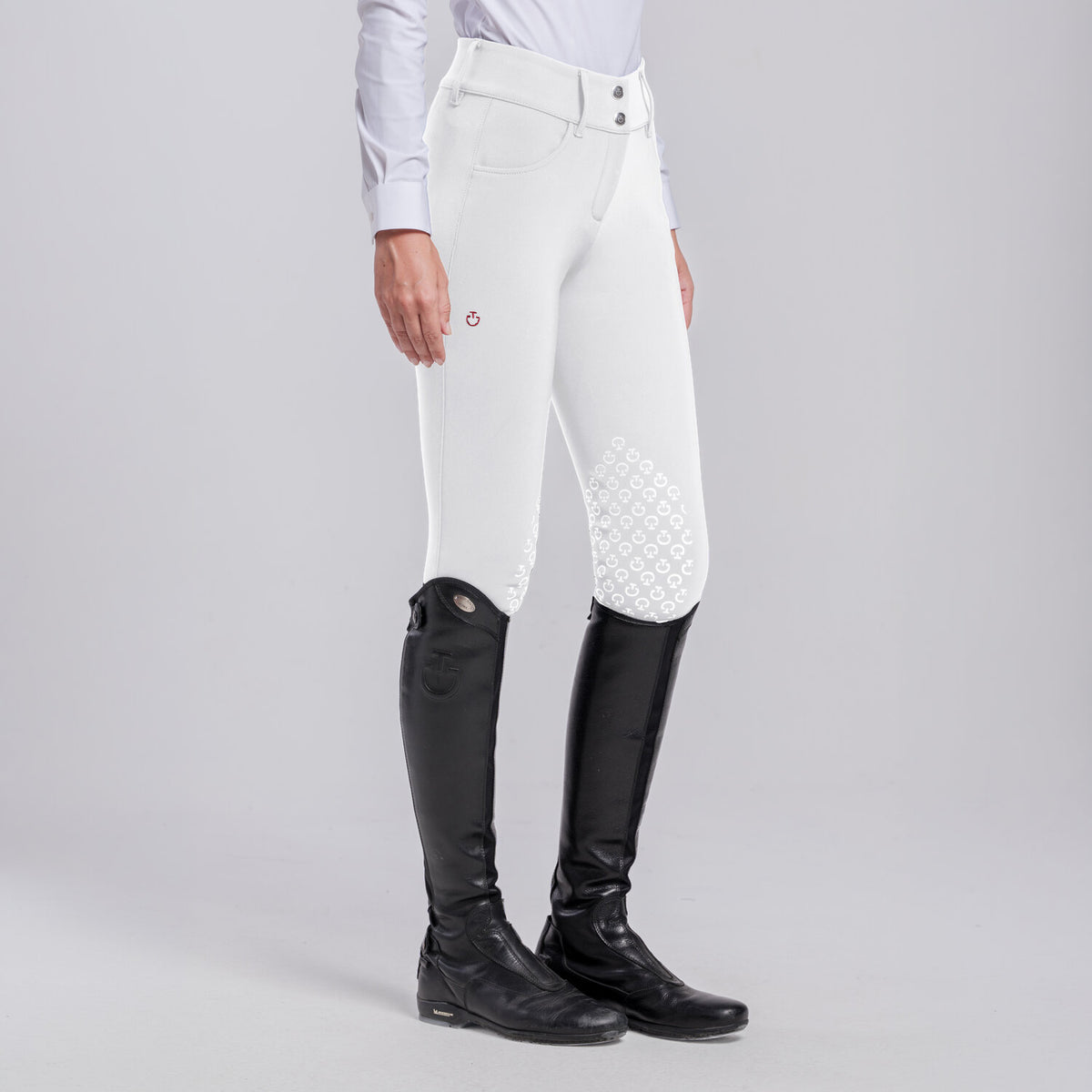 Pantaloni donna da salto con grip al ginocchio realizzati in jersey tecnico Cavalleria Toscana