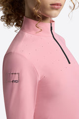 Polo bambina in jersey e logo RG con strass