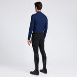 Polo Cavalleria Toscana uomo  maniche lunghe con zip frontale opaca e logo CT stampato in rilievo