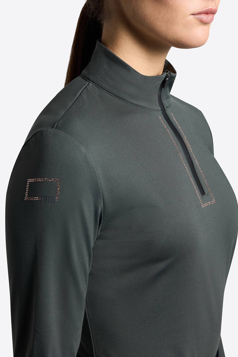 Polo da training con zip e strass da donna RG