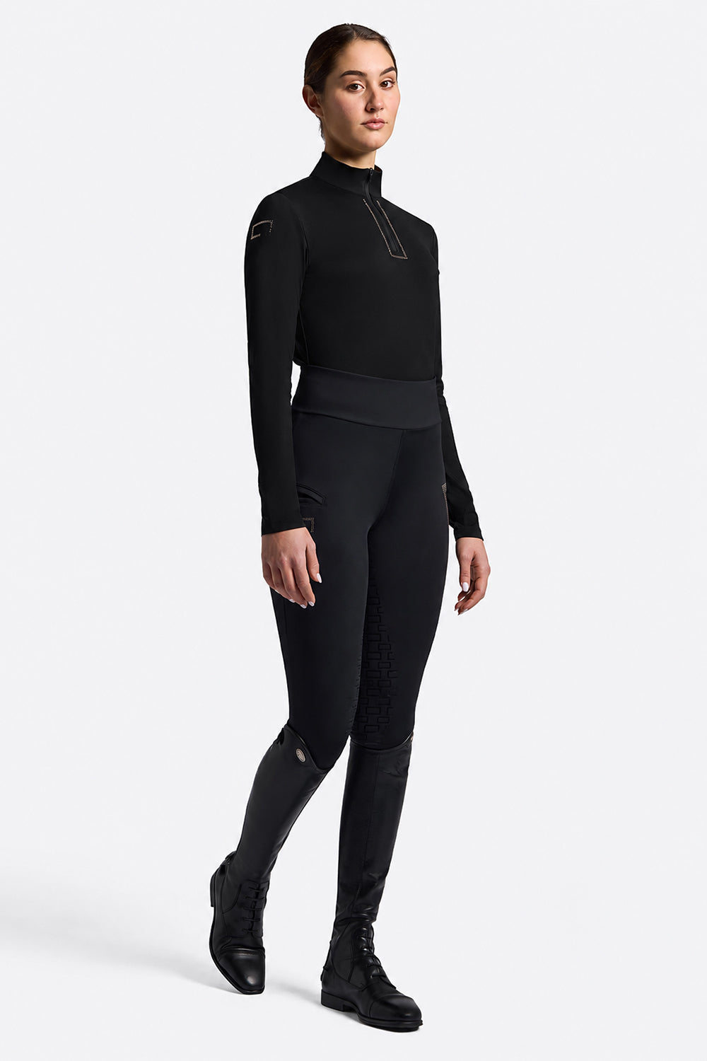 Polo da training con zip e strass da donna RG