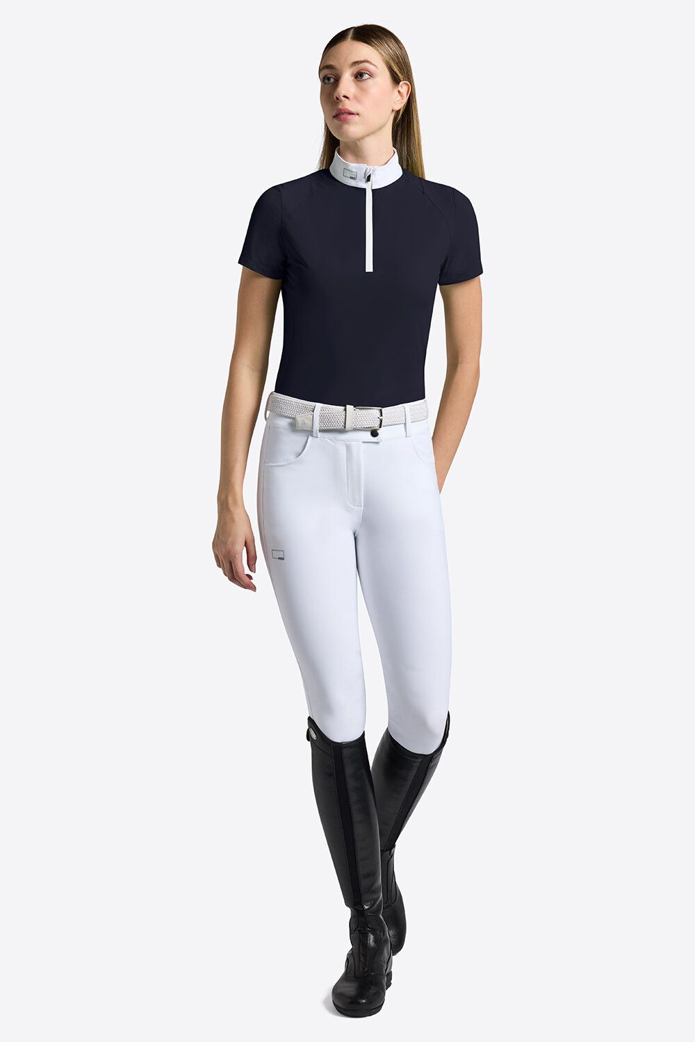 Camicia da Competizione da Donna RG a Maniche Corte con Inserti in Jersey Microforato e Zip