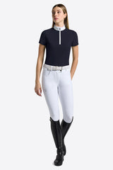 Camicia da Competizione da Donna RG a Maniche Corte con Inserti in Jersey Microforato e Zip