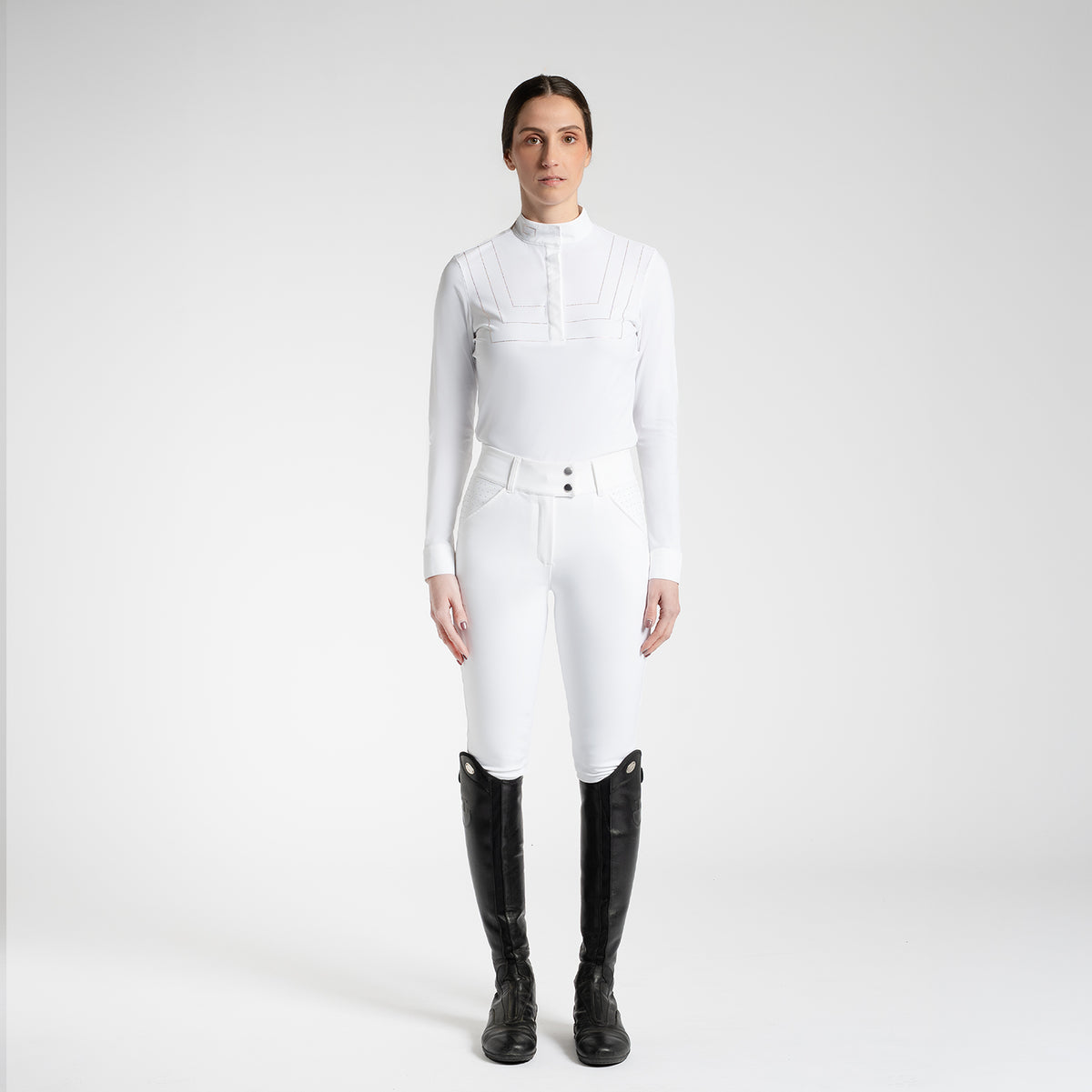 Camicia da gara donna con maniche lunghe e strass RG