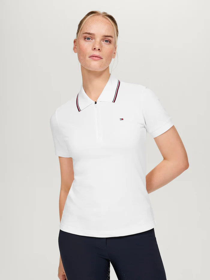 Polo donna con zip Camden BIANCO OTTICO Tommy Hilfiger