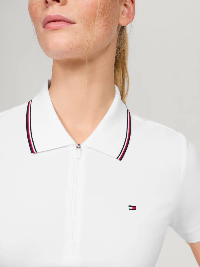 Polo donna con zip Camden BIANCO OTTICO Tommy Hilfiger