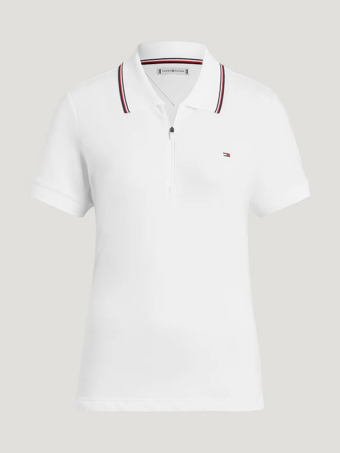 Polo donna con zip Camden BIANCO OTTICO Tommy Hilfiger