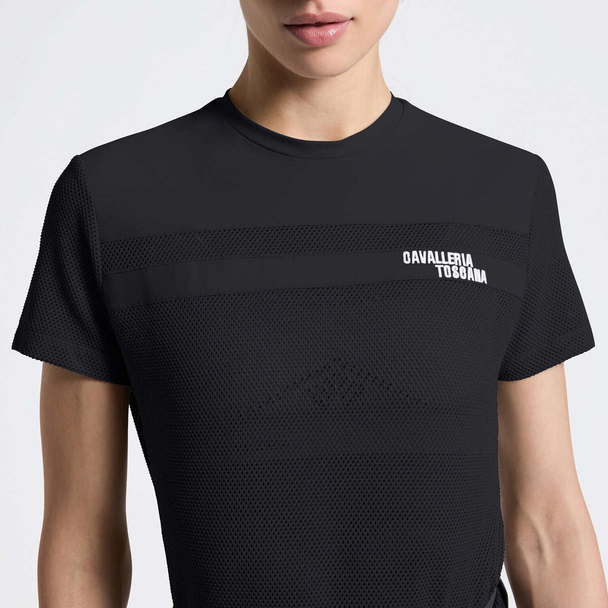 T-shirt da donna traforata con inserti | Cavalleria Toscana