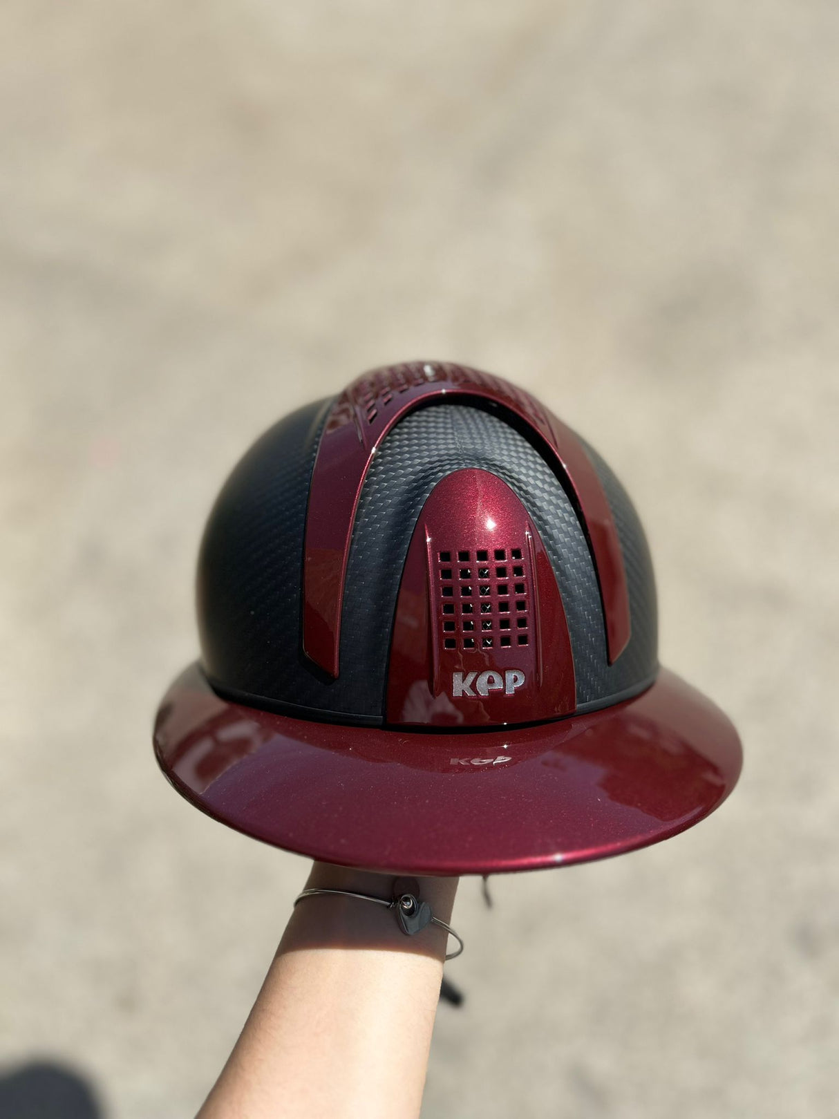 Kep italia CARBON HELMET E-LIGHT MATT / 3 BORDEAUX INSERTS VISIERA POLO