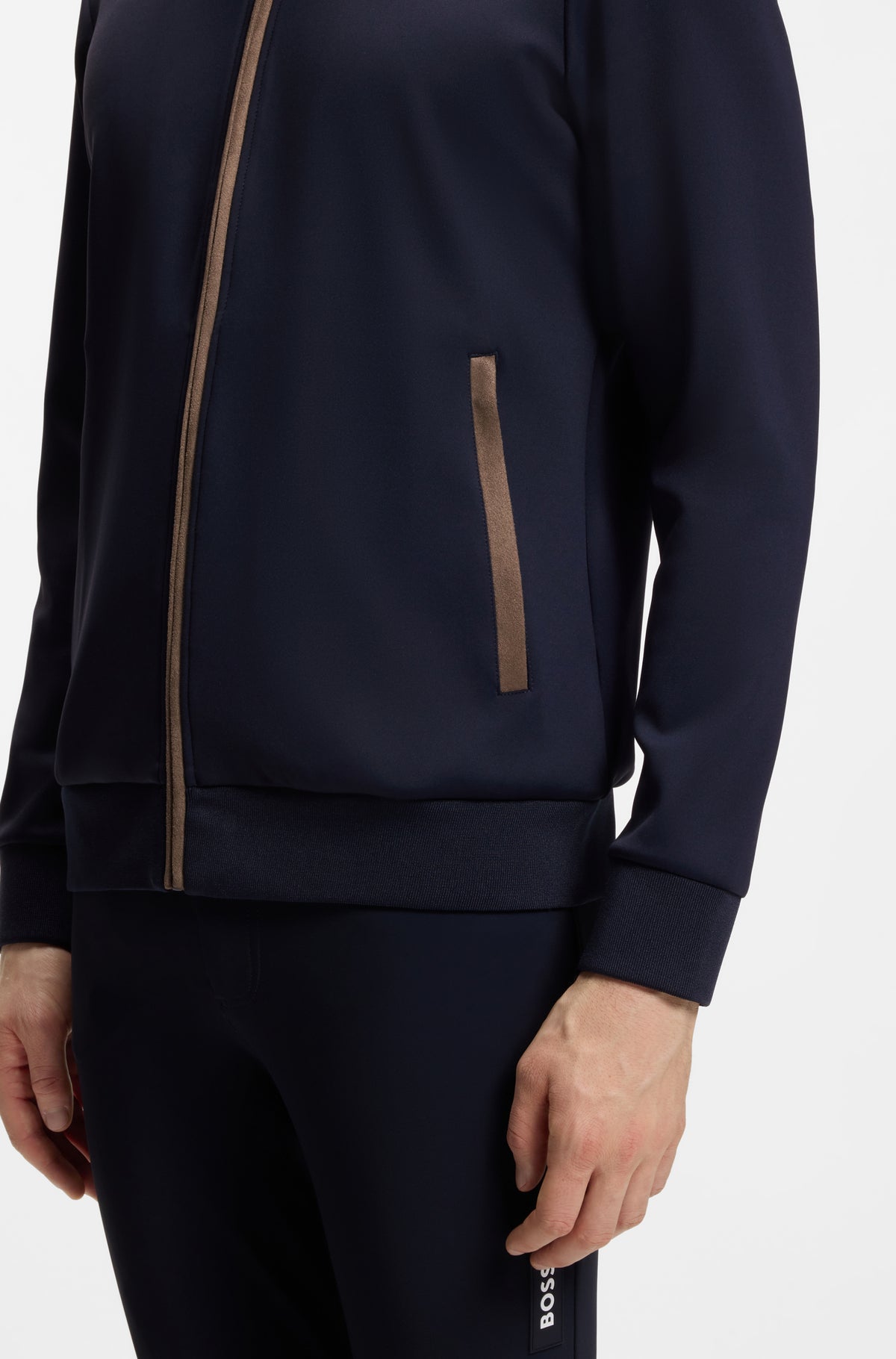Cardigan da equitazione con zip e profili a righe HUGO BOSS