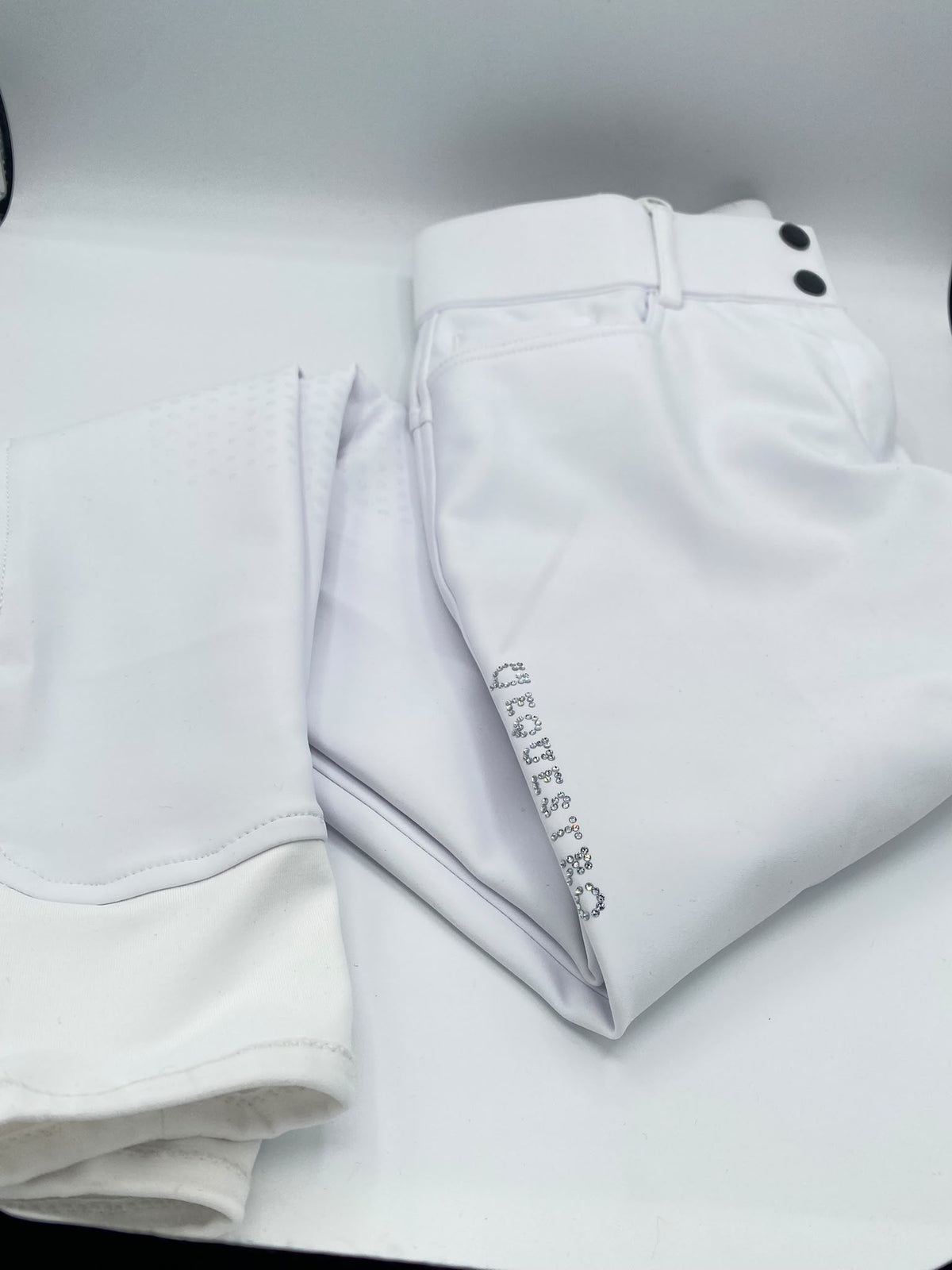 Pantaloni donna a vita alta con elastico in vita e logo in strass Equestro