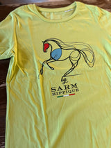 T-shirt Sarm Hippique donna con stampa cavallo stilizzato lime