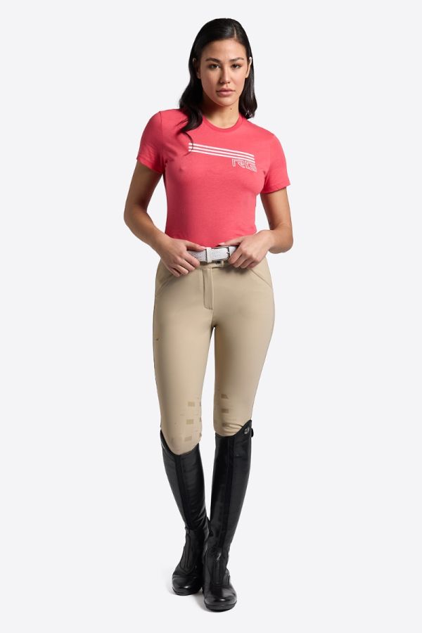 T-shirt donna color corallo in cotone con logo RG